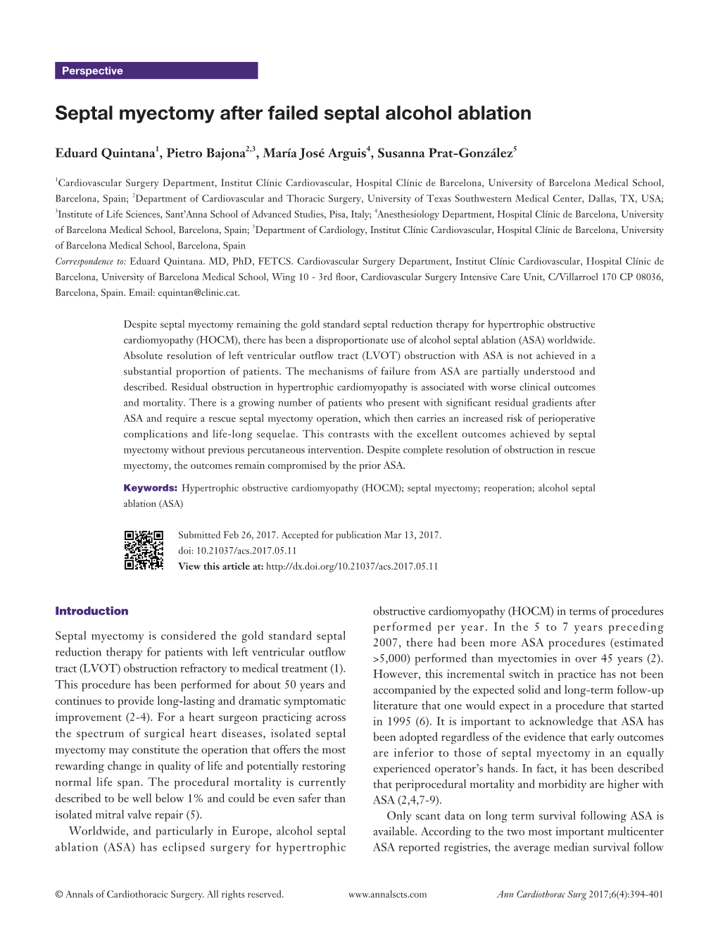 Septal Myectomy After Failed Septal Alcohol Ablation