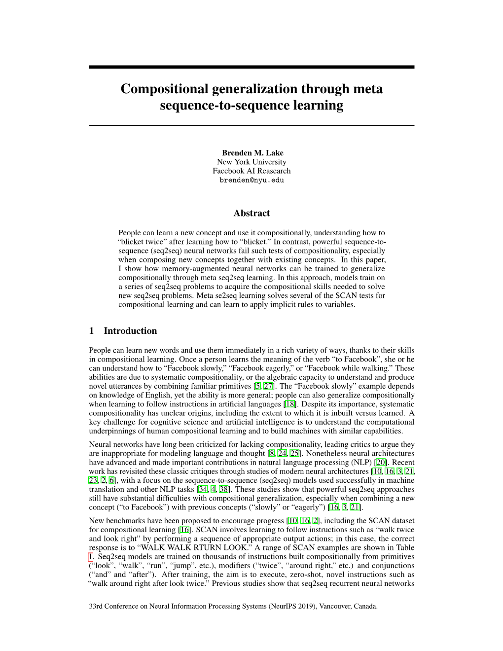 Compositional Generalization Through Meta Sequence-To-Sequence Learning