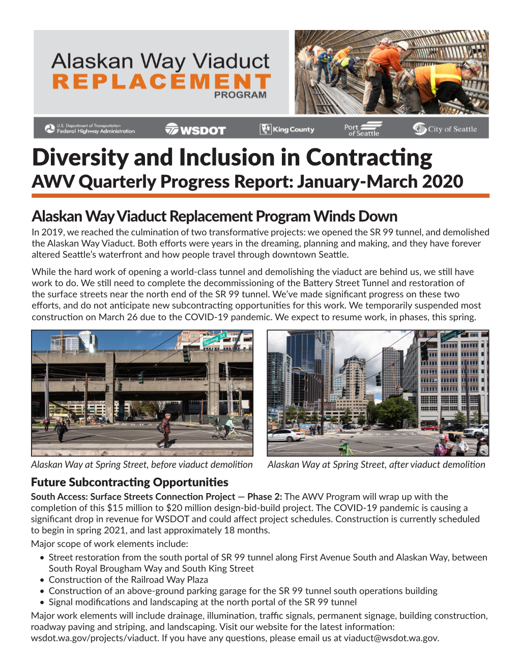 Alaskan Way Viaduct January to March 2020 Quarterly Report