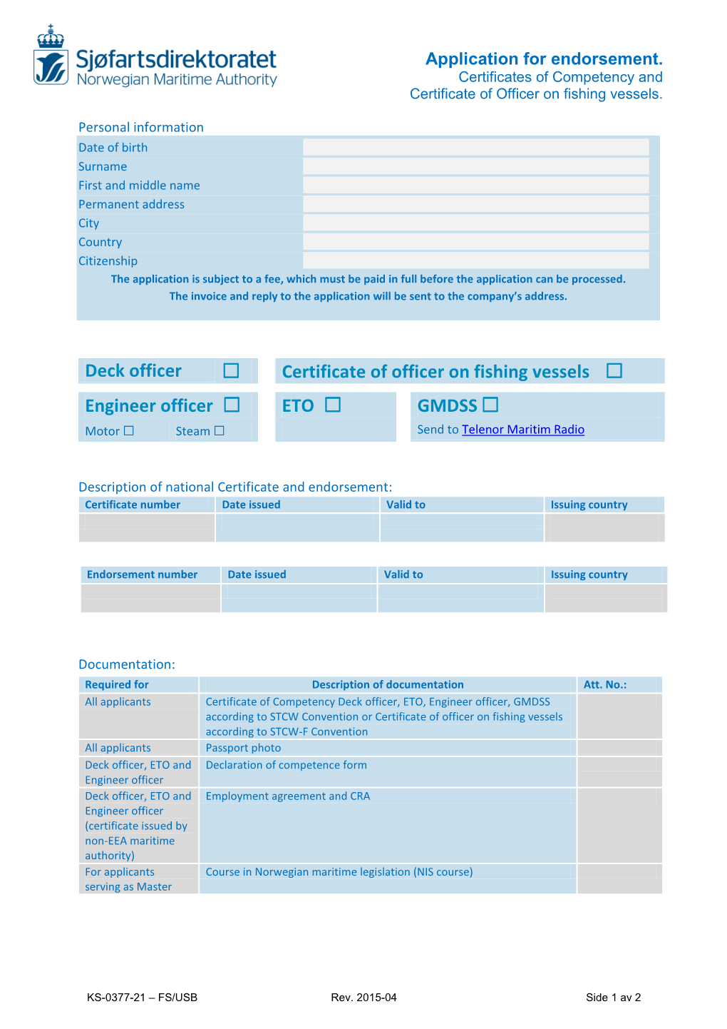 Deck Officer Certificate of Officer on Fishing Vessels Engineer Officer