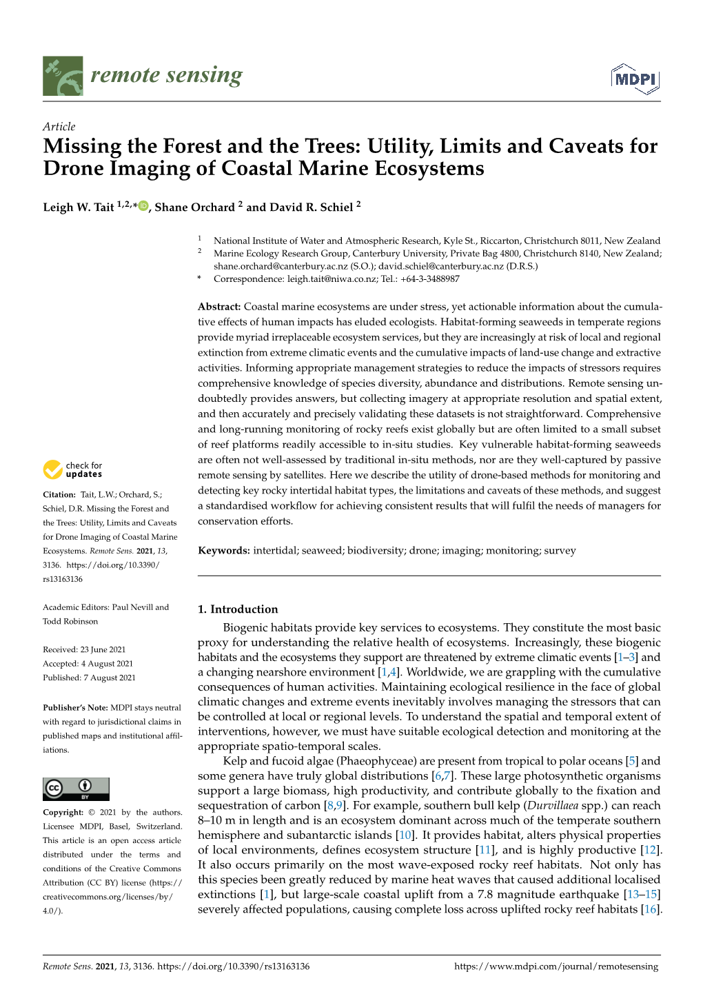 Utility, Limits and Caveats for Drone Imaging of Coastal Marine Ecosystems