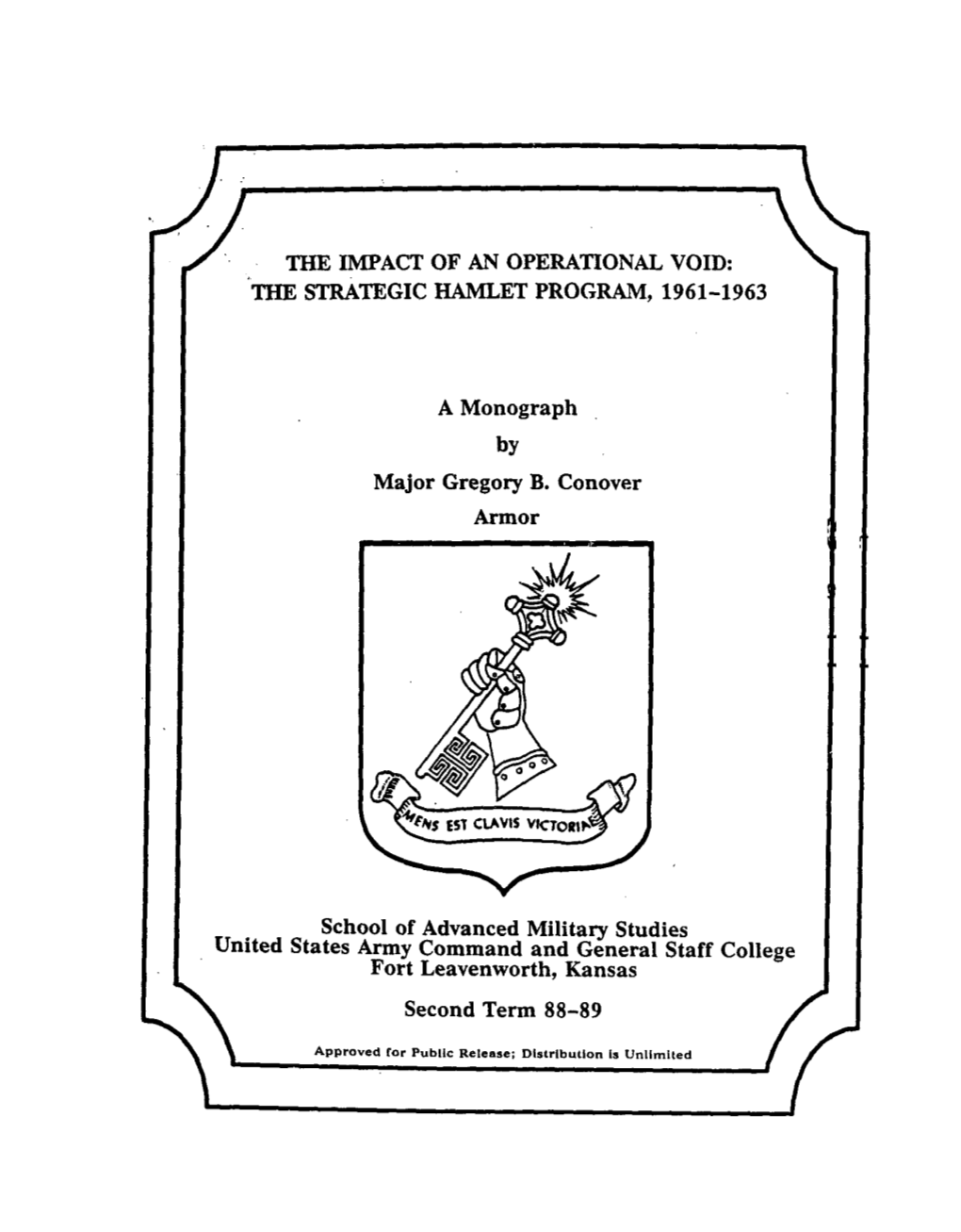 The Impact of an Operational Void: the Strategic Hamlet Program, 1961-1963