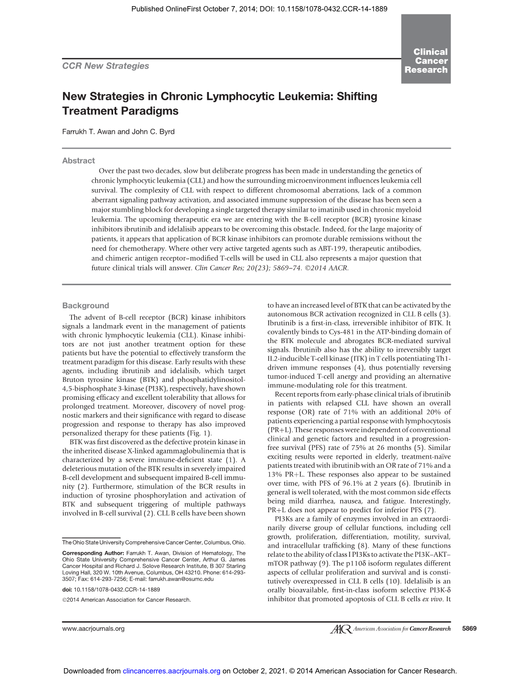 New Strategies in Chronic Lymphocytic Leukemia: Shifting Treatment Paradigms