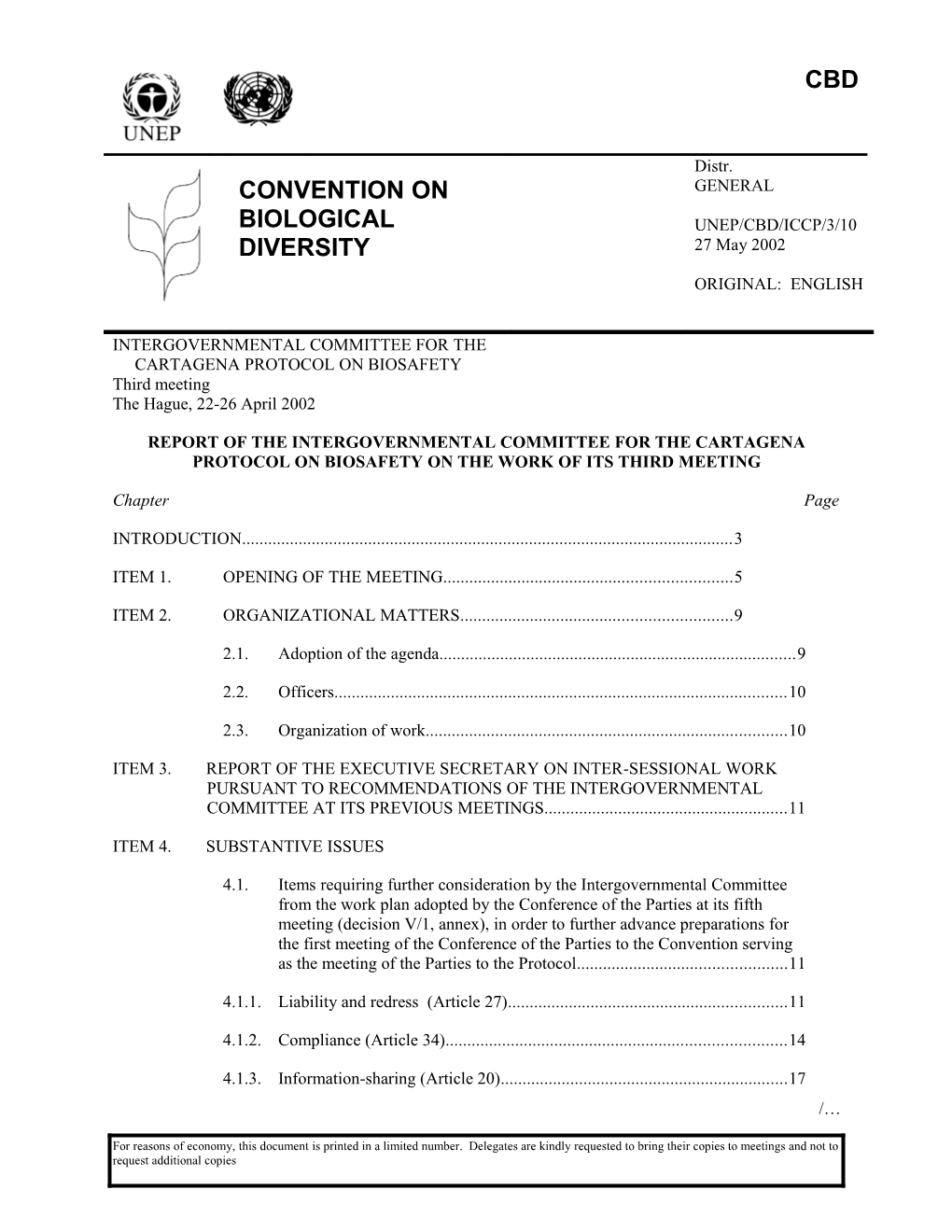 Intergovernmental Committee for the Cartagena Protocol on Biosafety