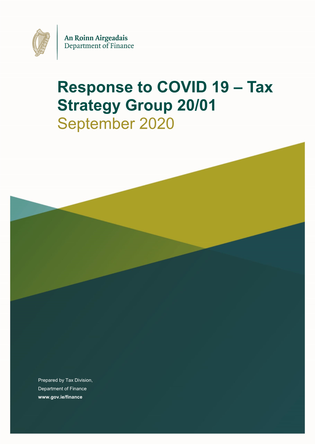 Response to COVID 19 – Tax Strategy Group 20/01 September 2020