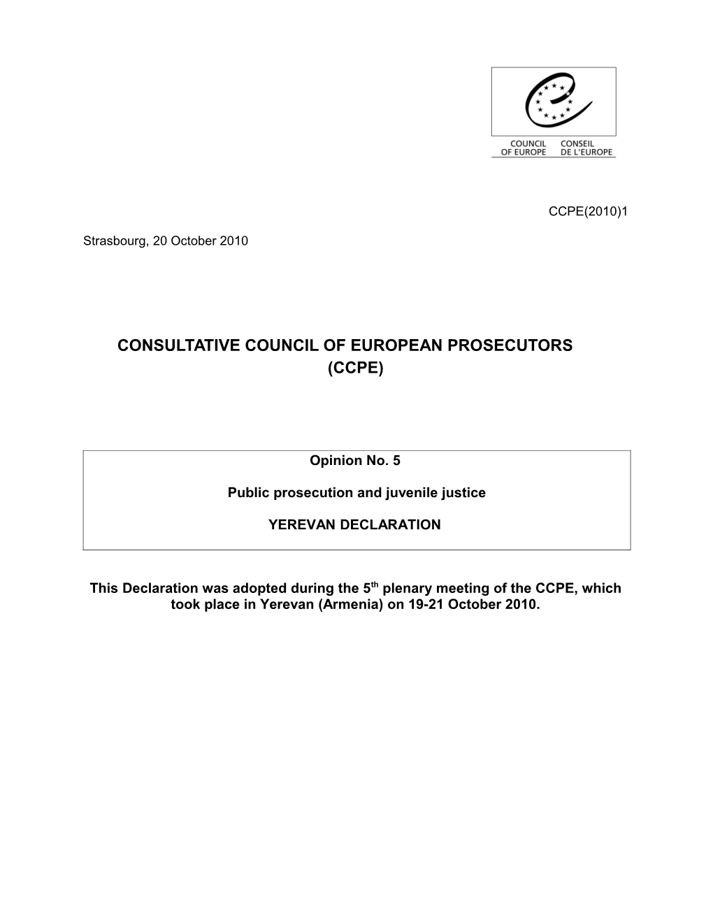 Consultative Council of European Prosecutors