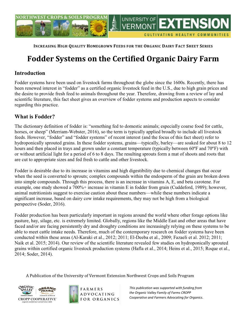 Fodder Systems on the Certified Organic Dairy Farm (Pdf)