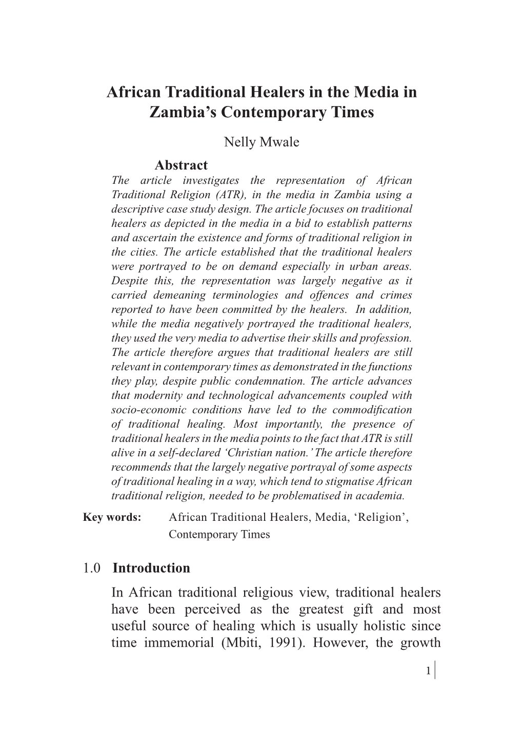 African Traditional Healers in the Media in Zambia's Contemporary