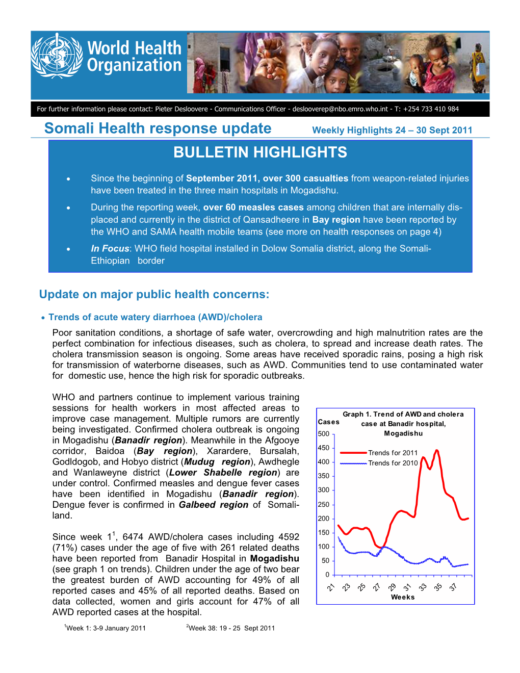 Somalia Health Update 24-30 September 2011