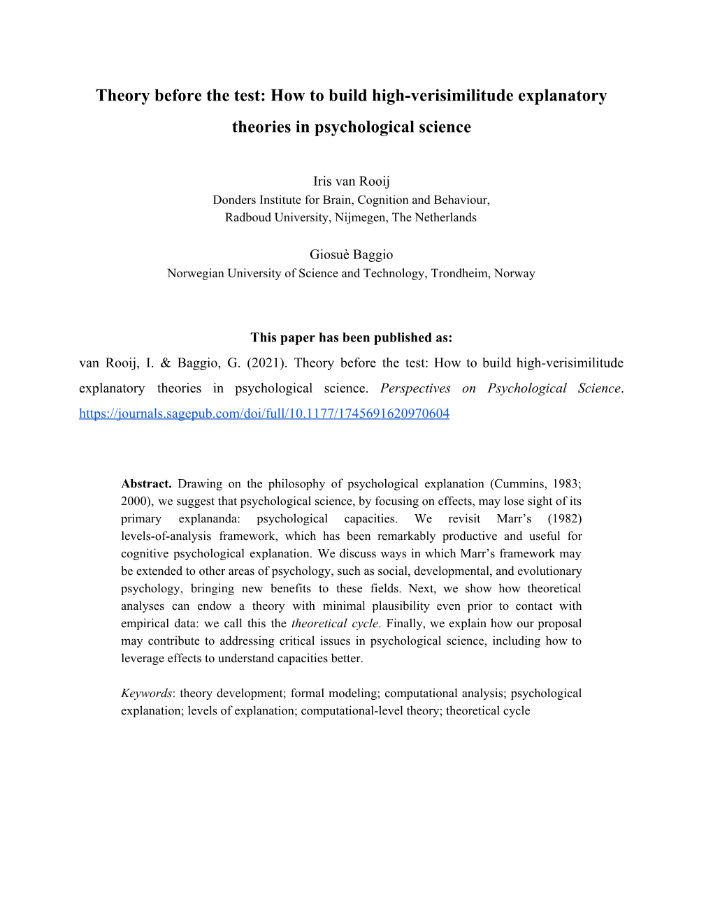 How to Build High-Verisimilitude Explanatory Theories in Psychological Science