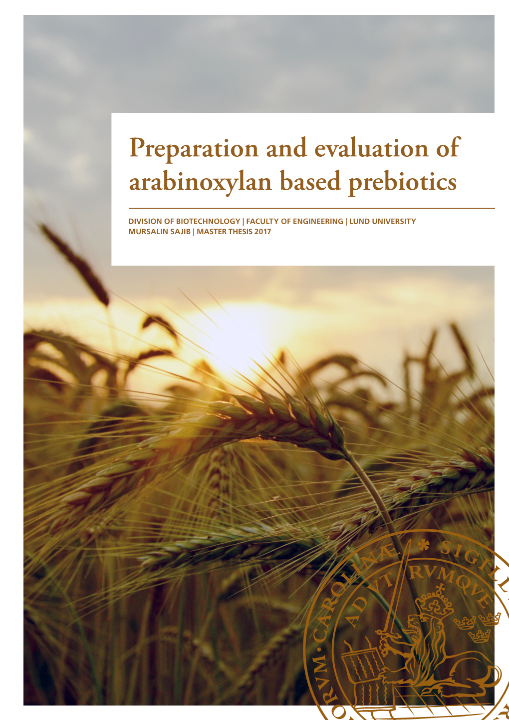 Preparation and Evaluation of Arabinoxylan Based Prebiotics