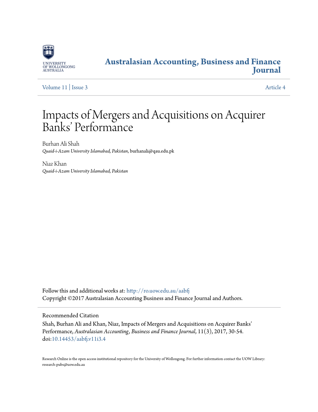 Impacts of Mergers and Acquisitions on Acquirer Banks' Performance