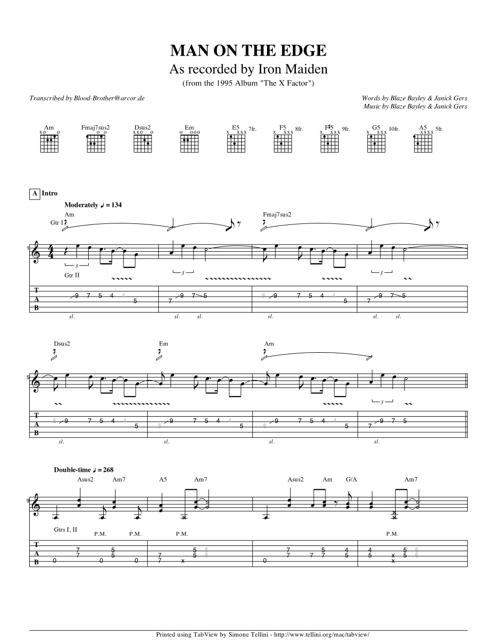 Man on the Edge Guitar Tab