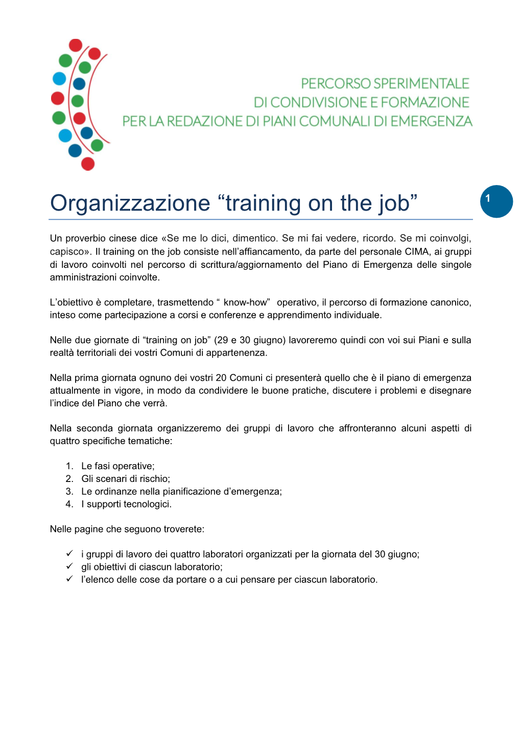 Organizzazione “Training on the Job” 1