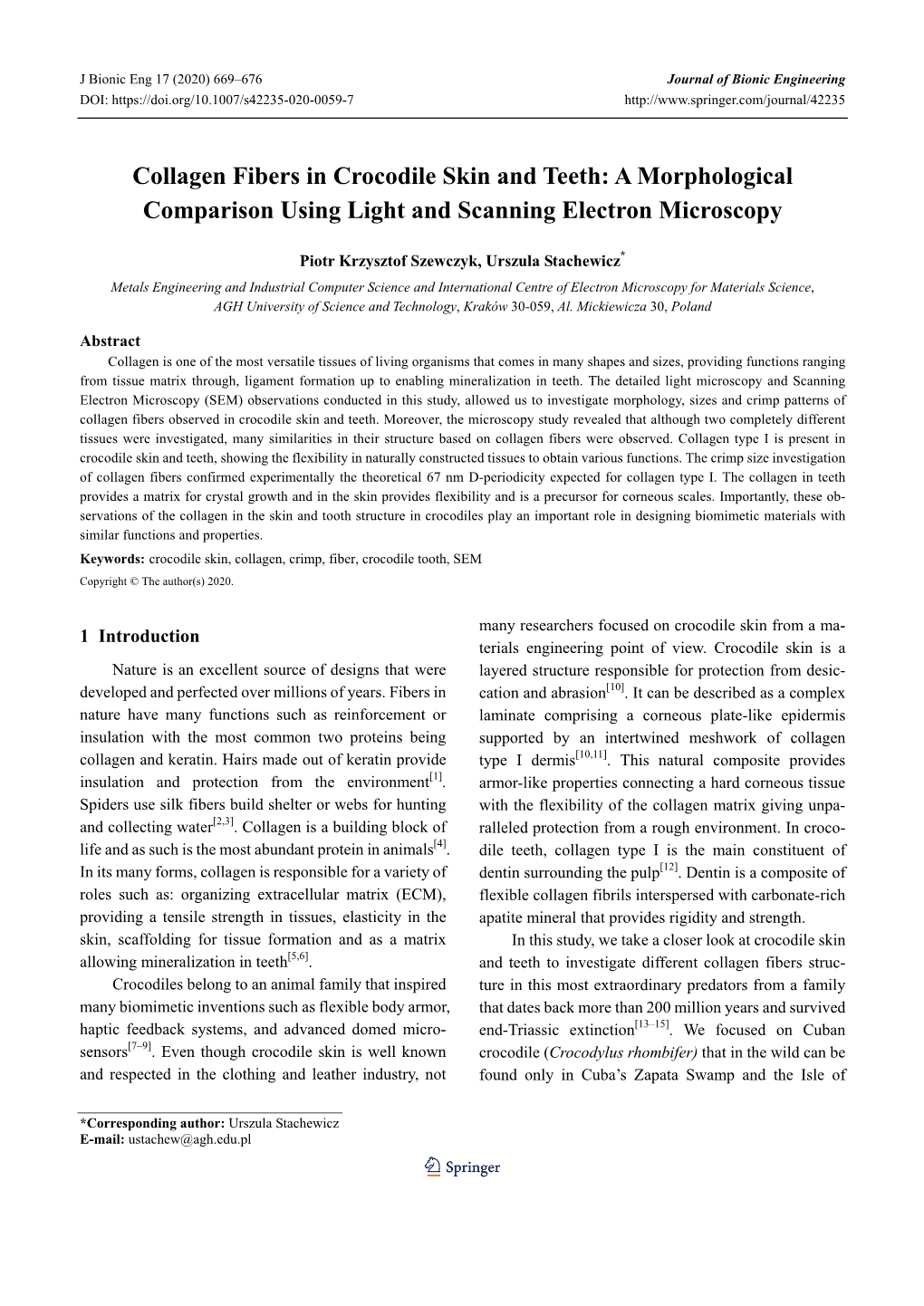 Collagen Fibers in Crocodile Skin and Teeth: a Morphological Comparison Using Light and Scanning Electron Microscopy