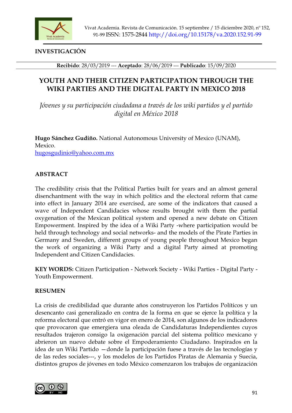 Youth and Their Citizen Participation Through the Wiki Parties and the Digital Party in Mexico 2018