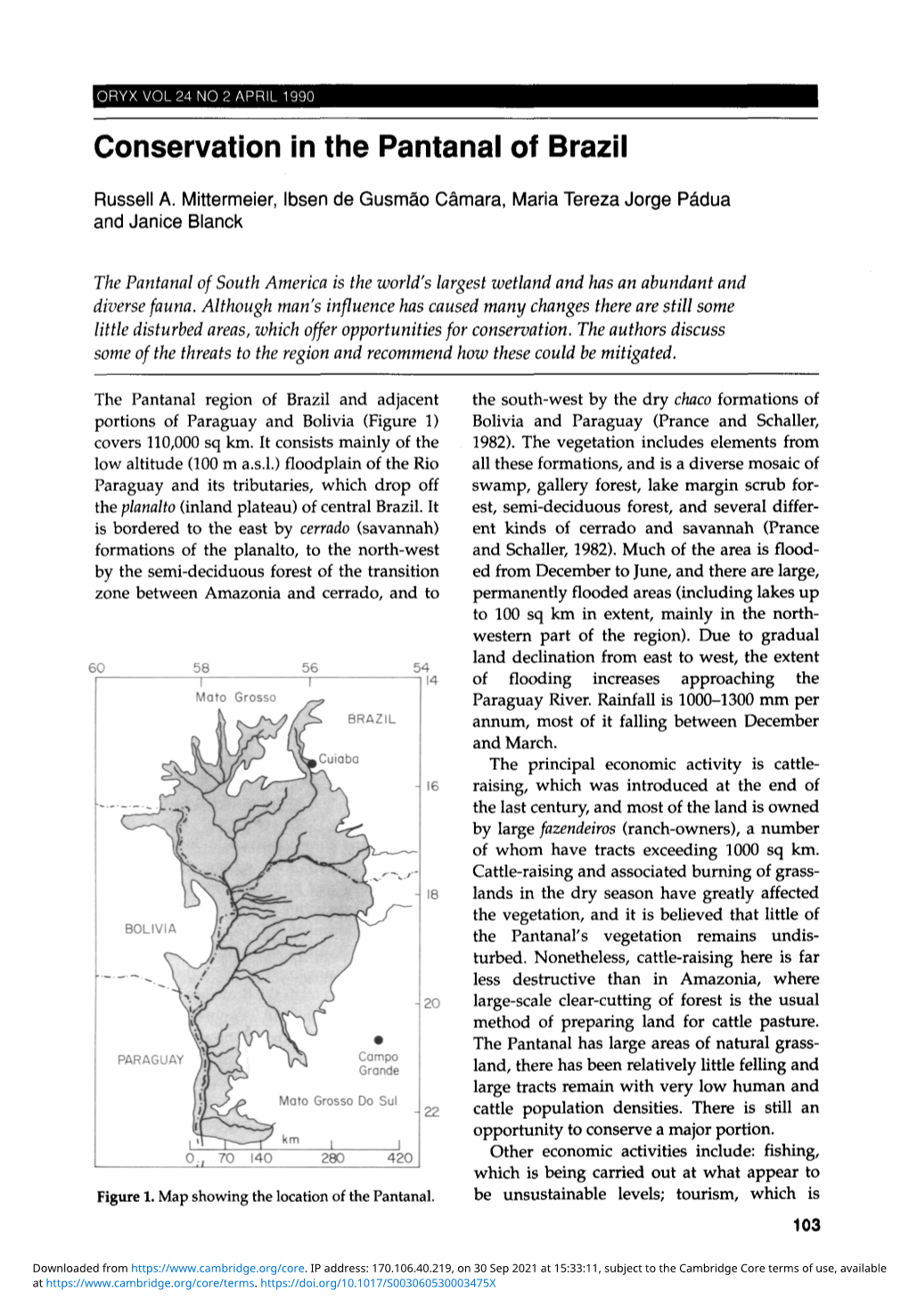 Conservation in the Pantanal of Brazil