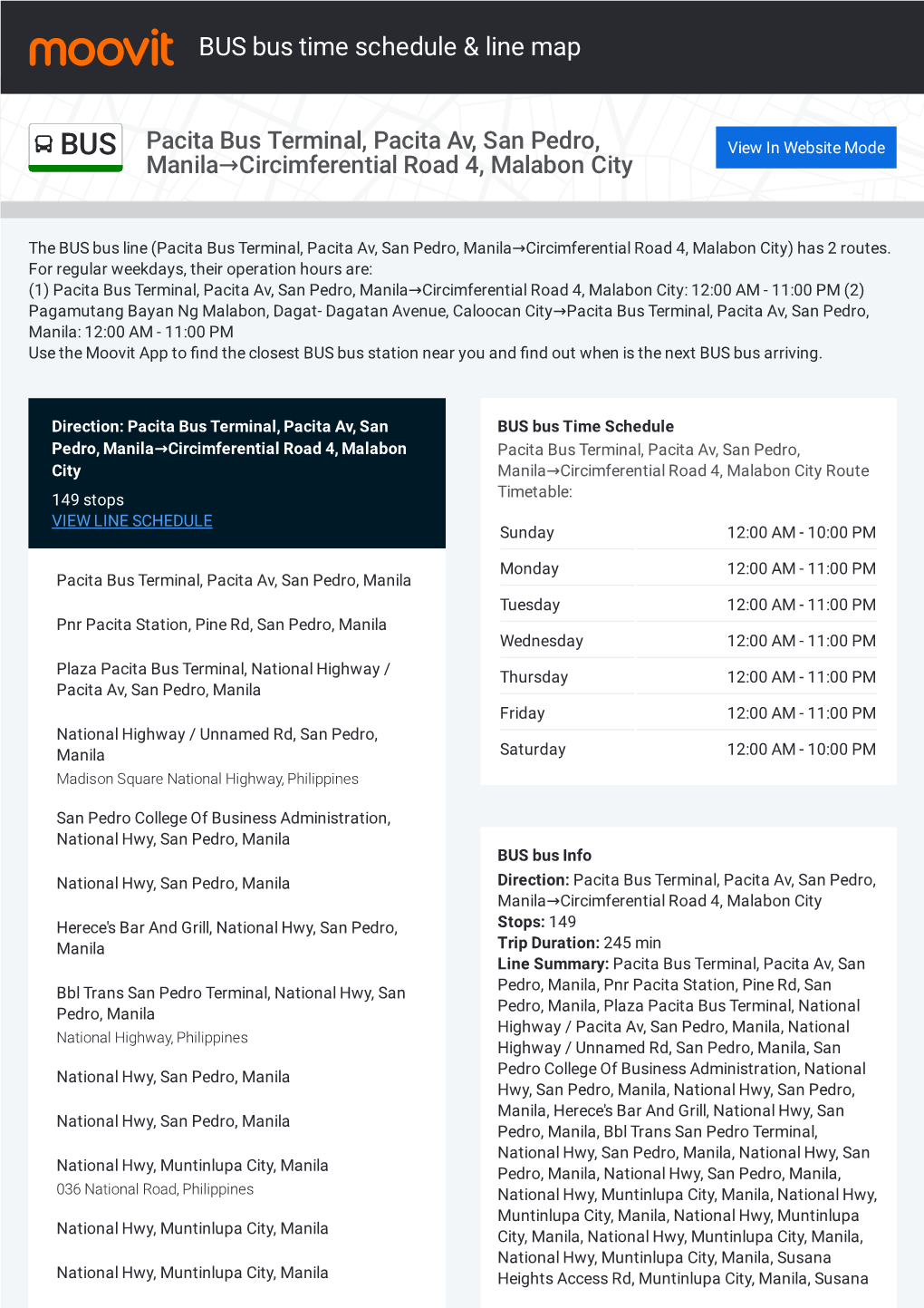 BUS Bus Time Schedule & Line Route