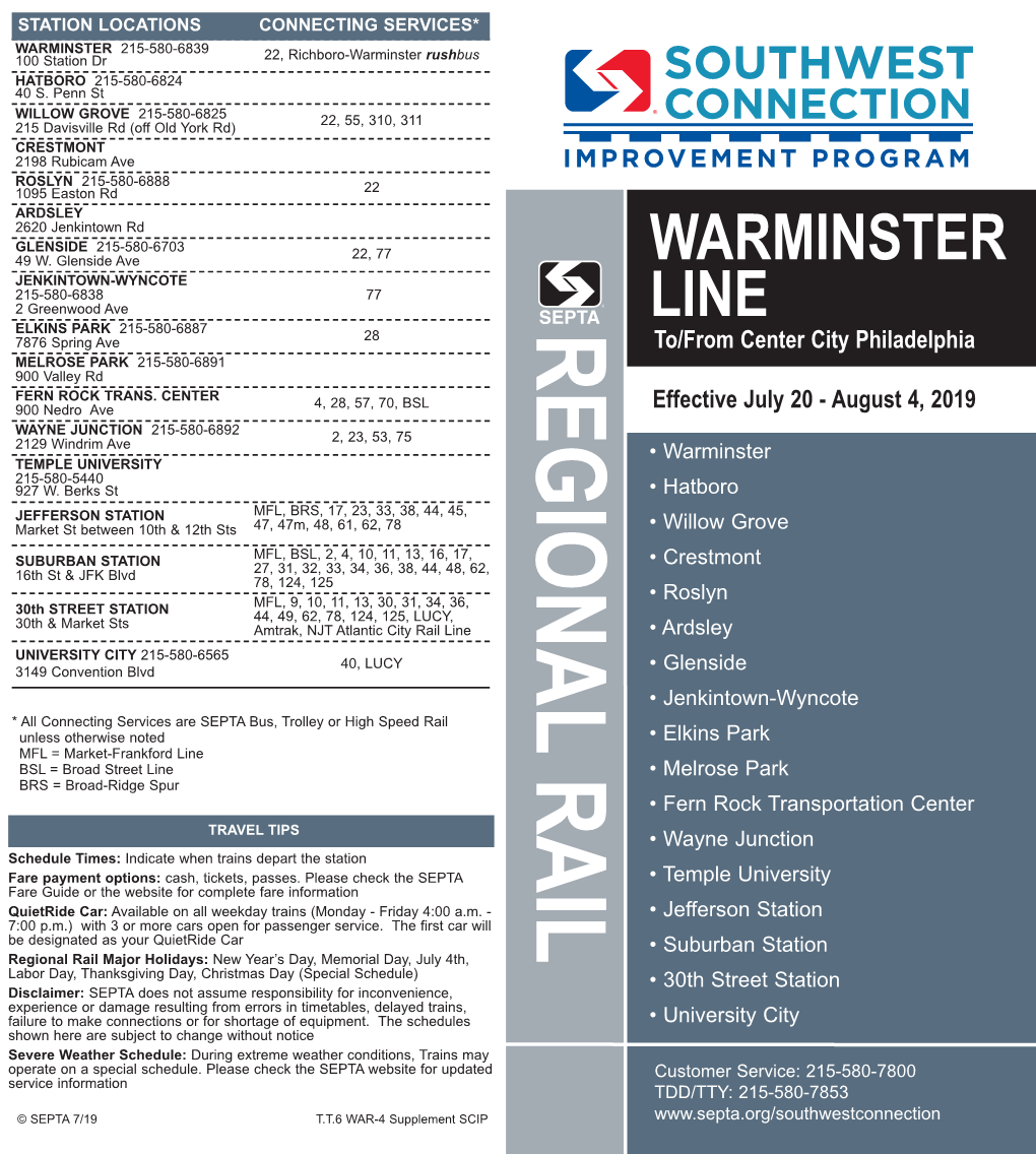 REGIONAL RAIL • Warminster