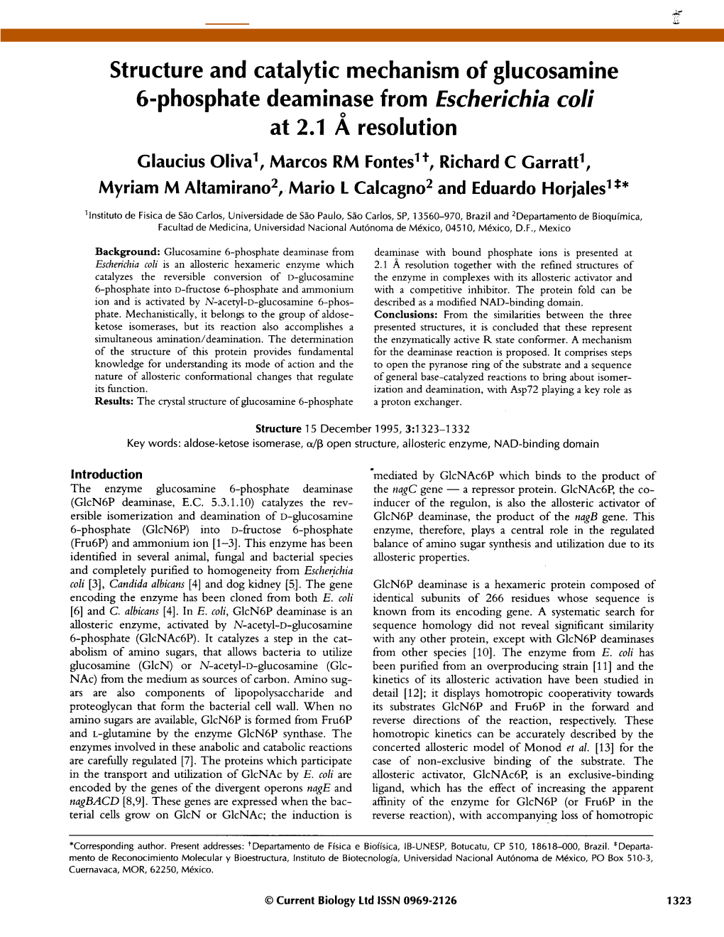 Structure and Catalytic Mechanism of Glucosamine 6-Phosphate