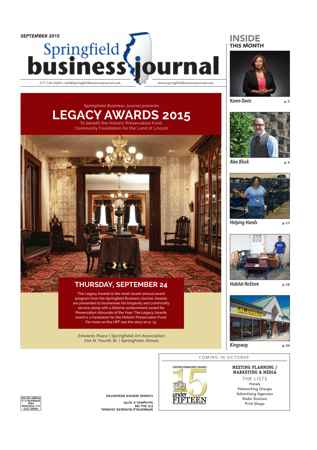 LEGACY AWARDS 2015 to Benefit the Historic Preservation Fund, Community Foundation for the Land of Lincoln