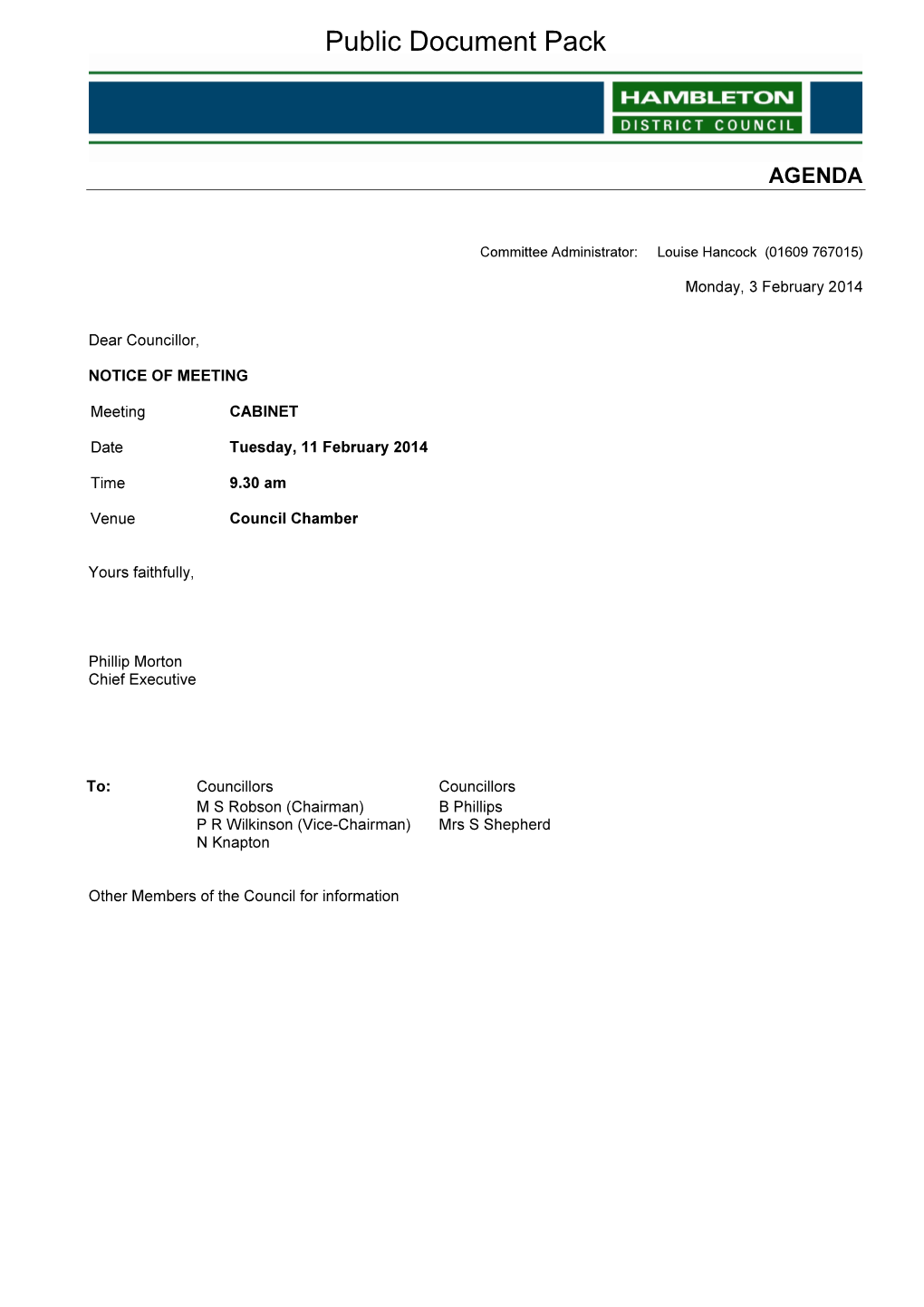 (Public Pack)Agenda Document for Cabinet, 11/02/2014 09:30