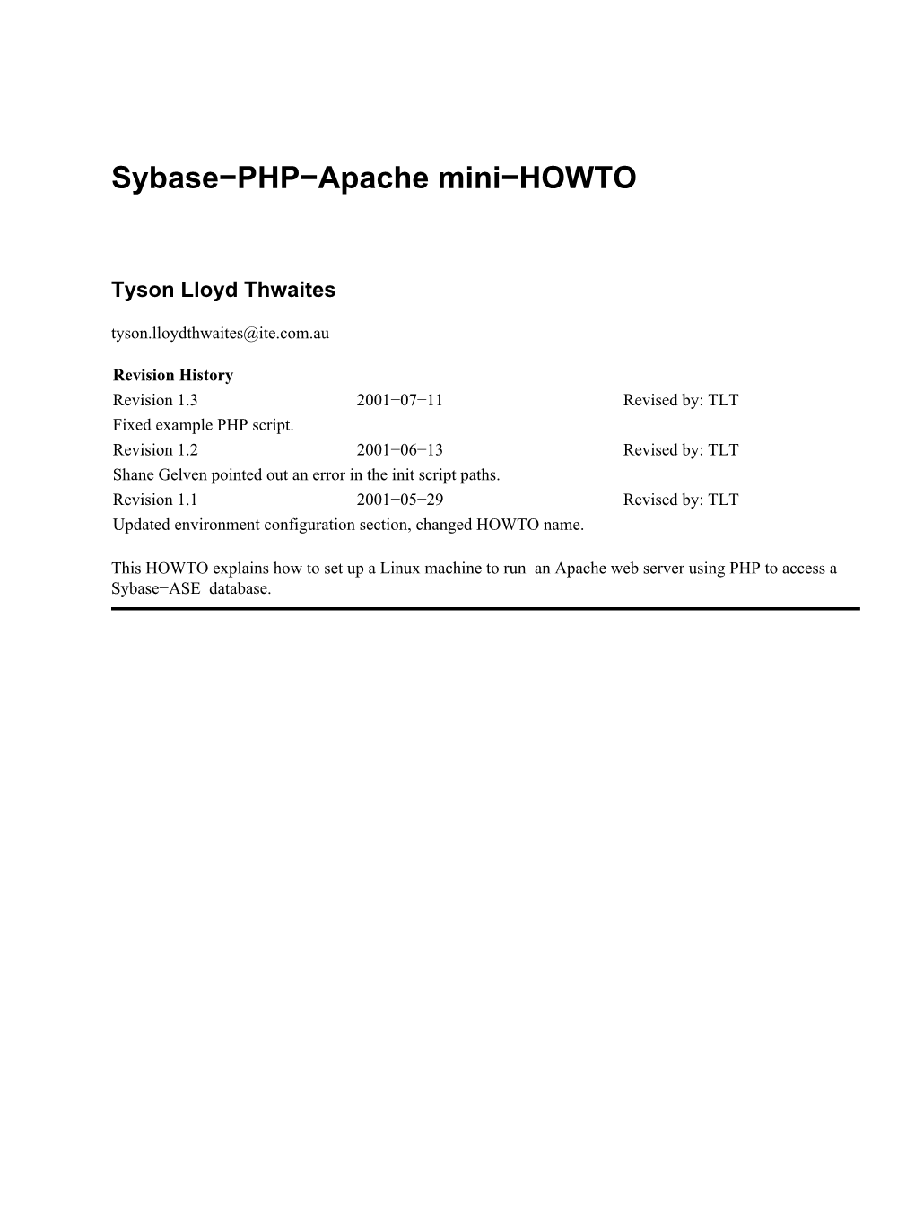 Sybase-PHP-Apache Mini-HOWTO