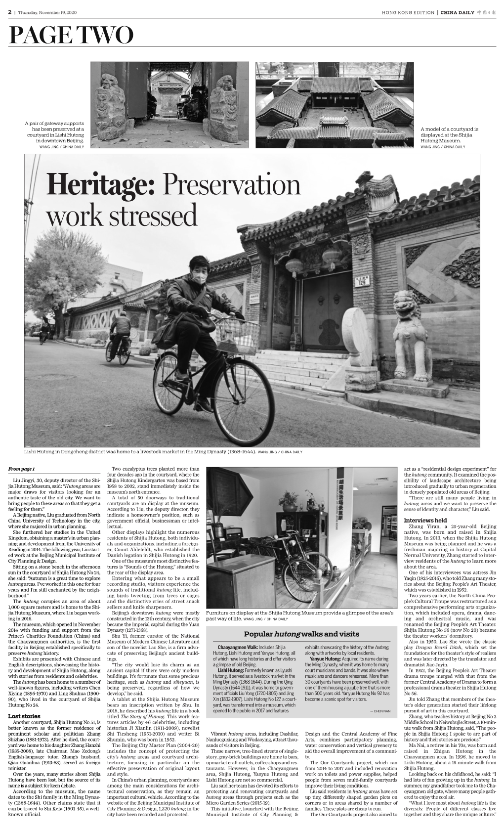 Heritage: Preservation Work Stressed