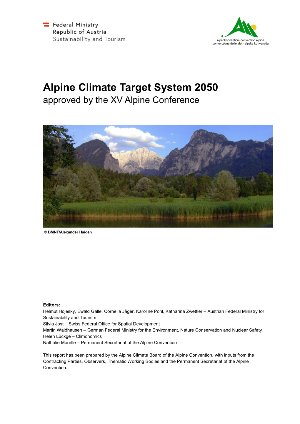 Alpine Climate Target System 2050 Approved by the XV Alpine Conference