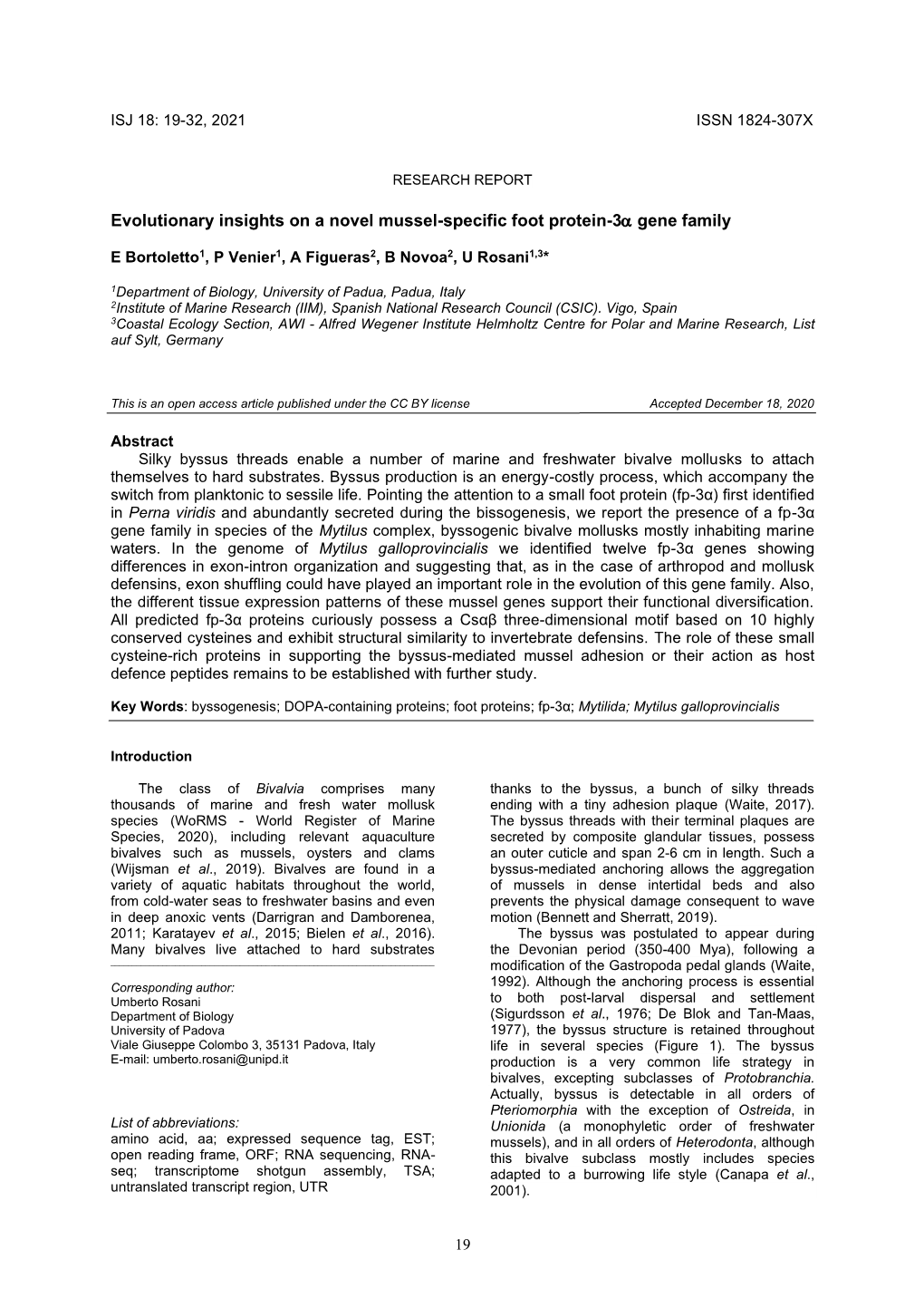 Evolutionary Insights on a Novel Mussel-Specific Foot Protein-3Α