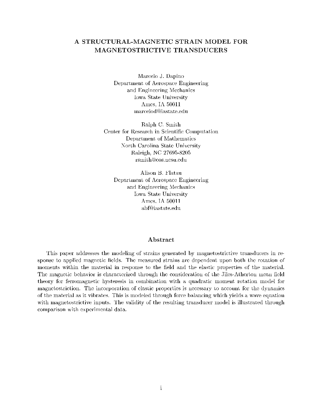 A Structural-Magnetic Strain Model for Magnetostrictive Transducers