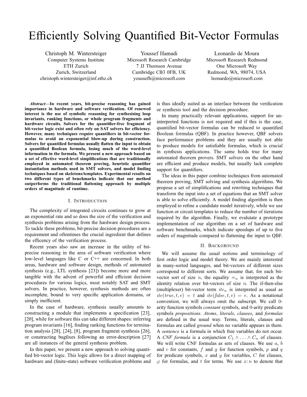 Efficiently Solving Quantified Bit-Vector Formulas