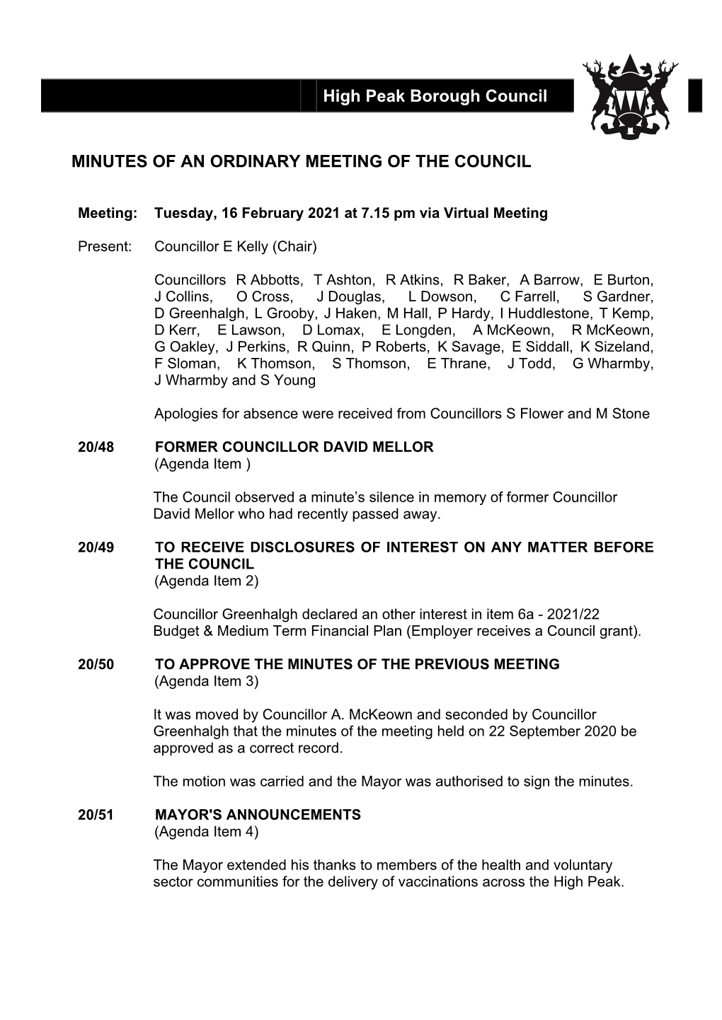 To Approve the Minutes of the Previous Meeting PDF 186 KB