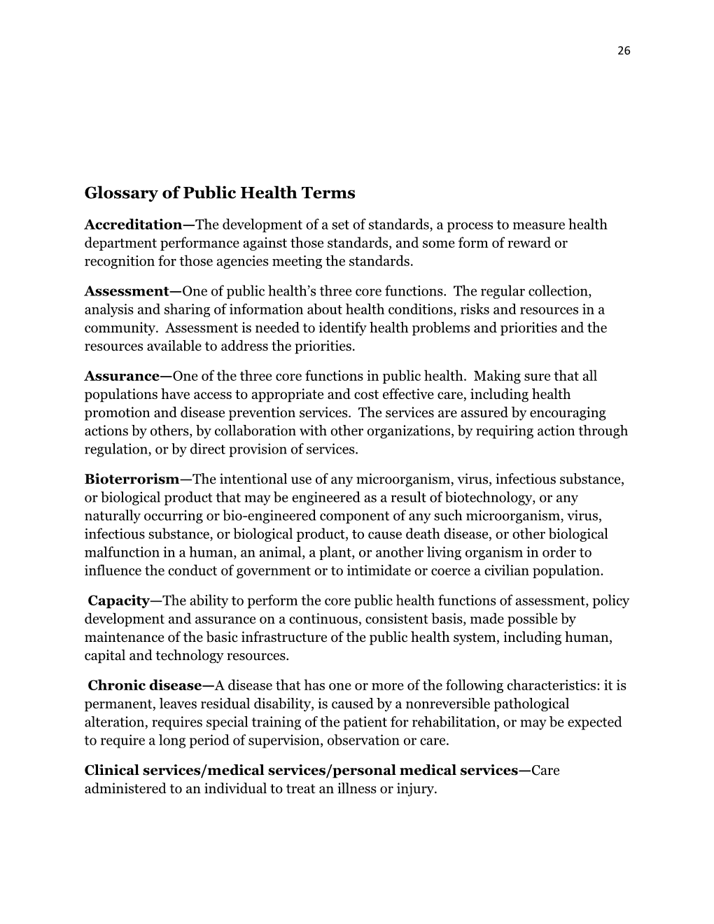 Glossary of Public Health Terms