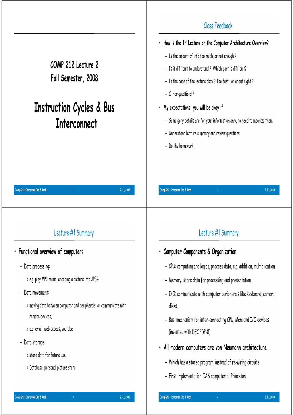 Instruction Cycles & Bus Interconnect