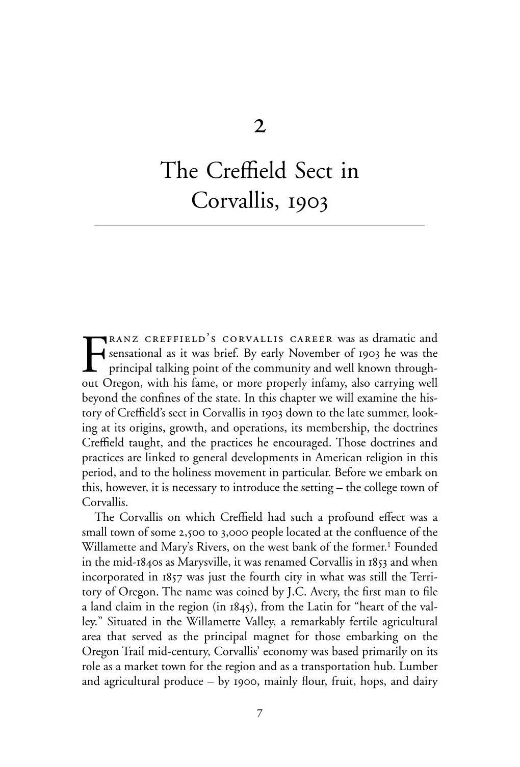 The Creffield Sect in Corvallis