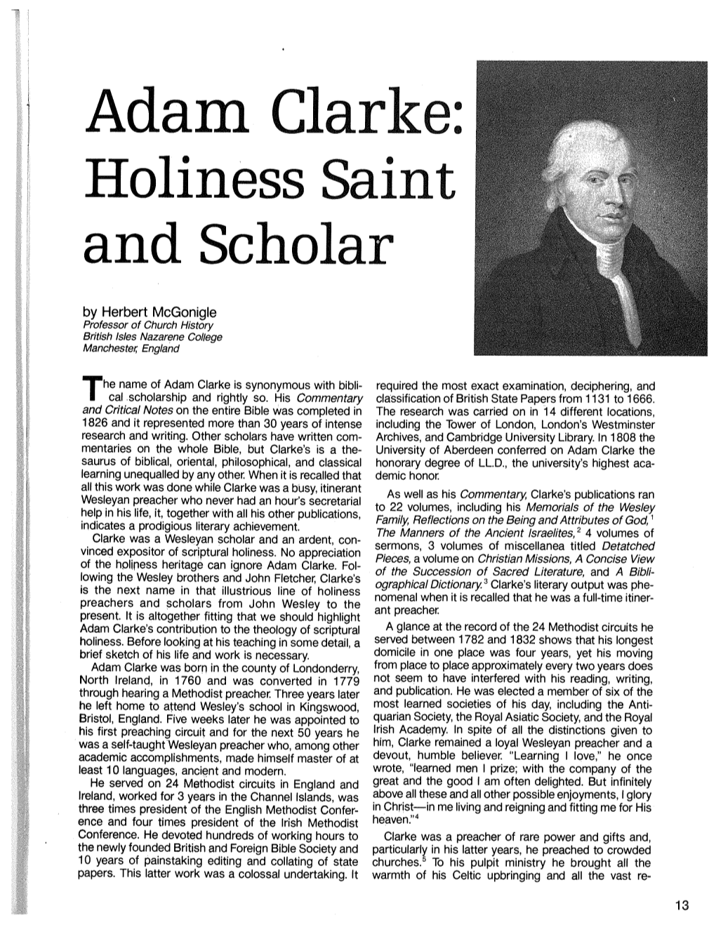 Adam Clarke Holiness Saint and Scholar, Mcgonigle