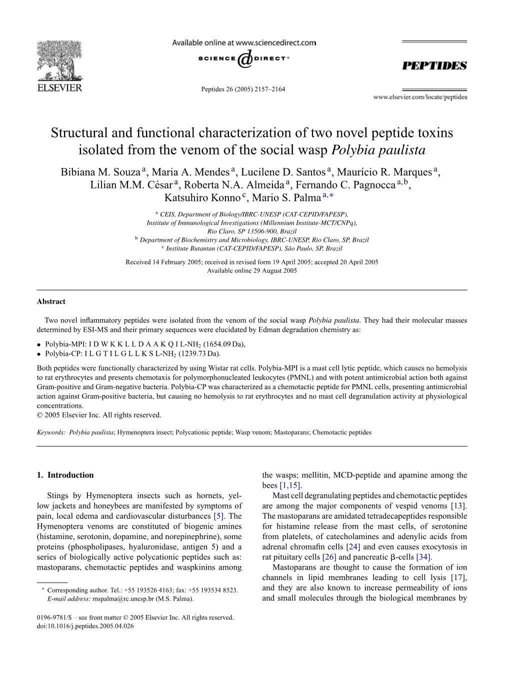 Mastoparanpolybiapeptides2005.Pdf