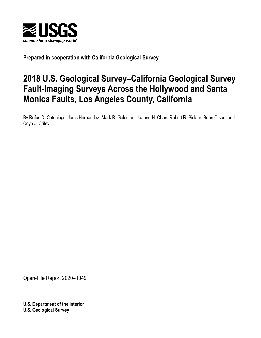 2018 U.S. Geological Survey–California Geological Survey Fault-Imaging Surveys Across the Hollywood and Santa Monica Faults, Los Angeles County, California