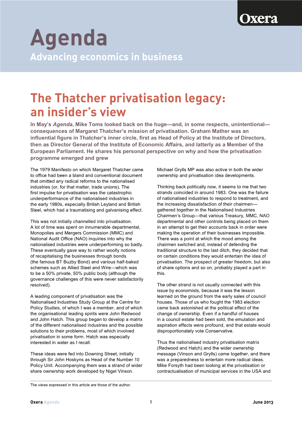 The Thatcher Privatisation Legacy