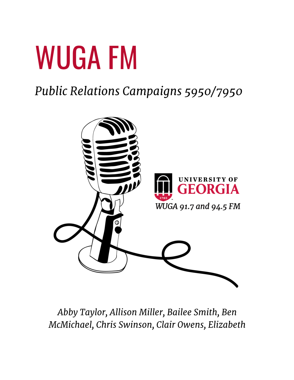 WUGA FM Public Relations Campaigns 5950/7950