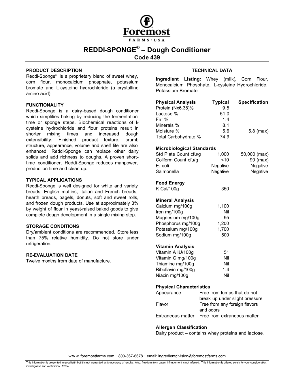 REDDI-SPONGE – Dough Conditioner