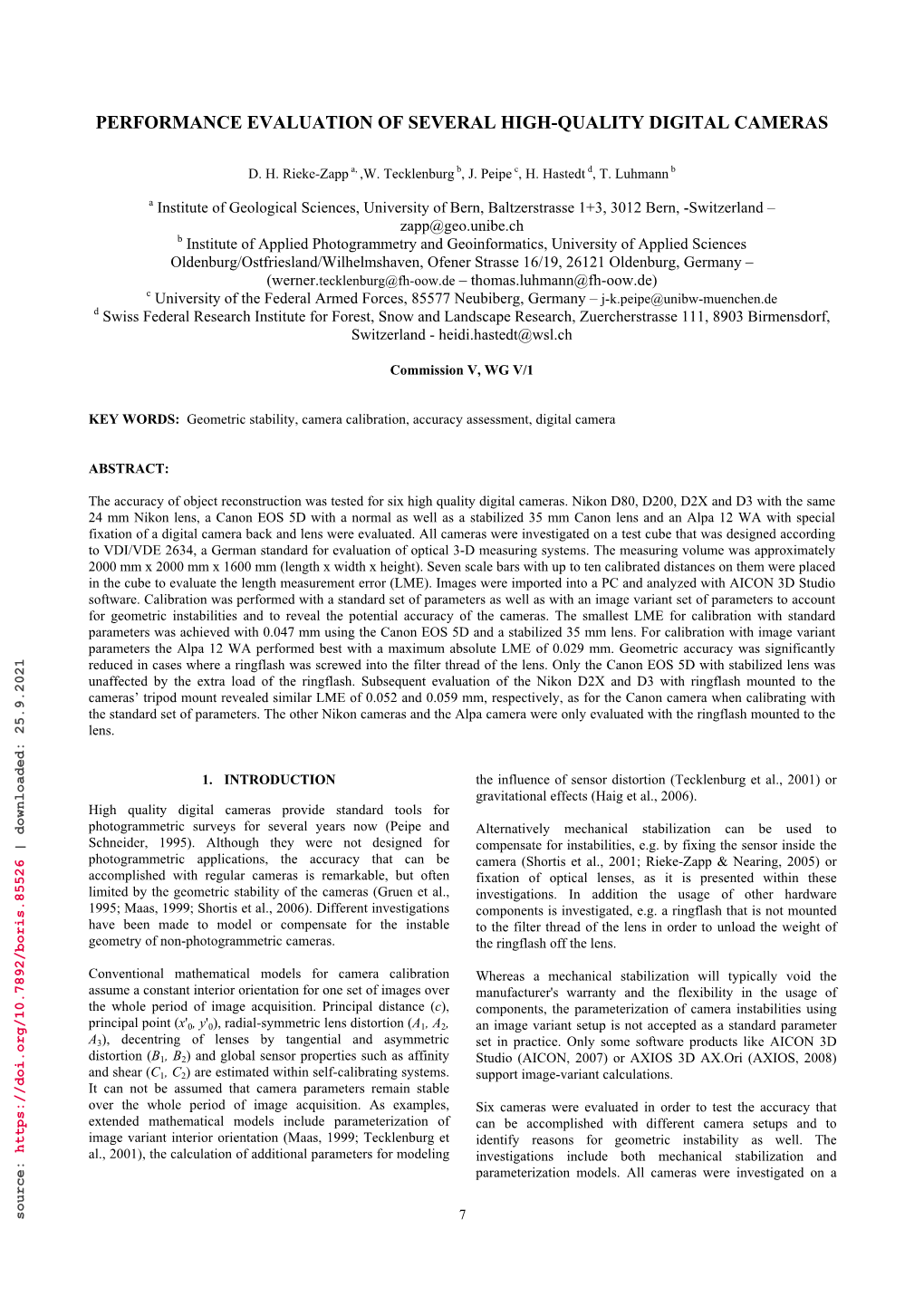 Performance Evaluation of Several High