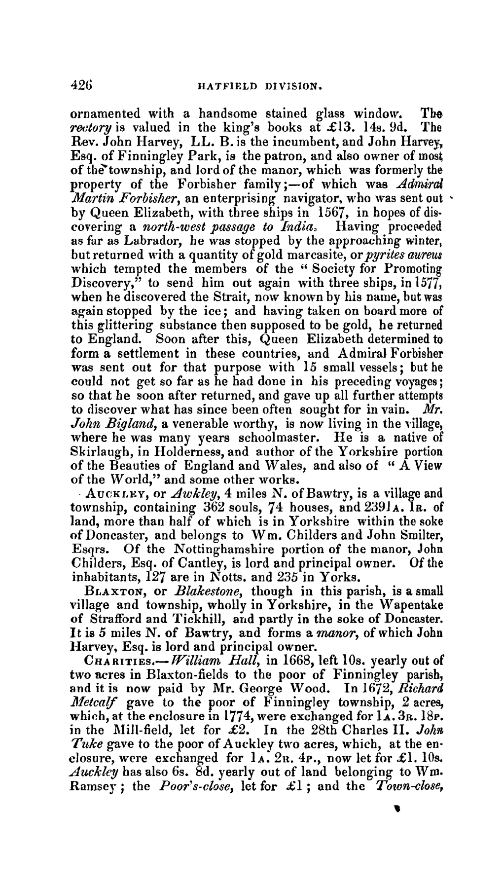 Ornamented with a Handsome Stained Glass Window. the Ret:Tory Is Valued in the King's Books at £13