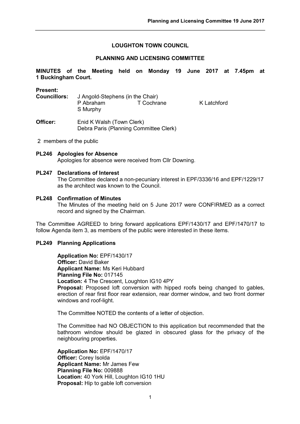 Loughton Town Council Planning and Licensing