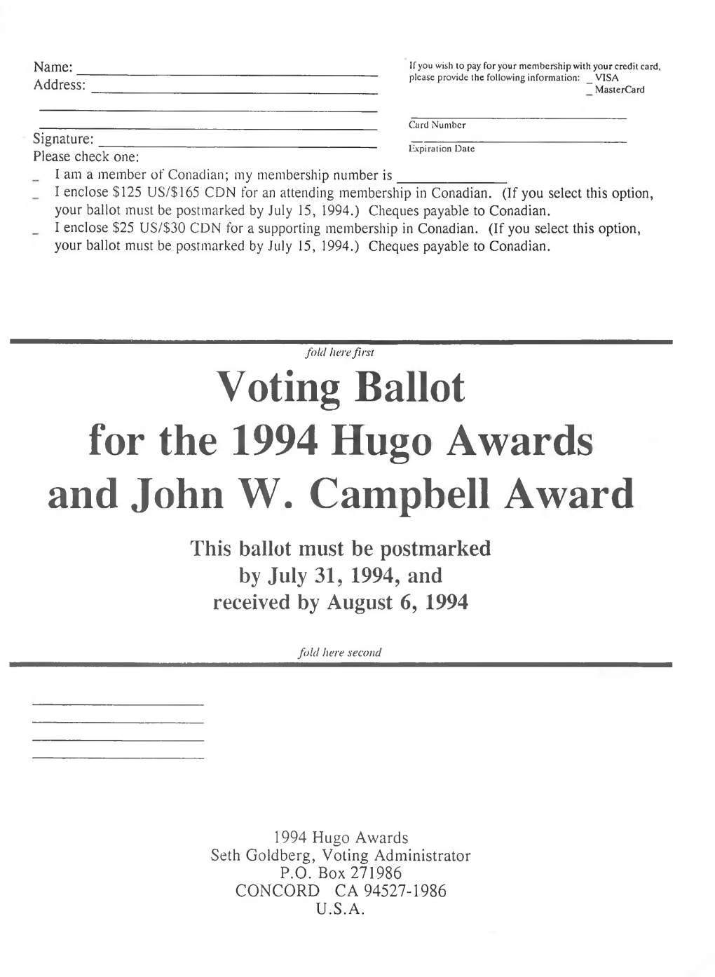 1994 Hugo Ballot