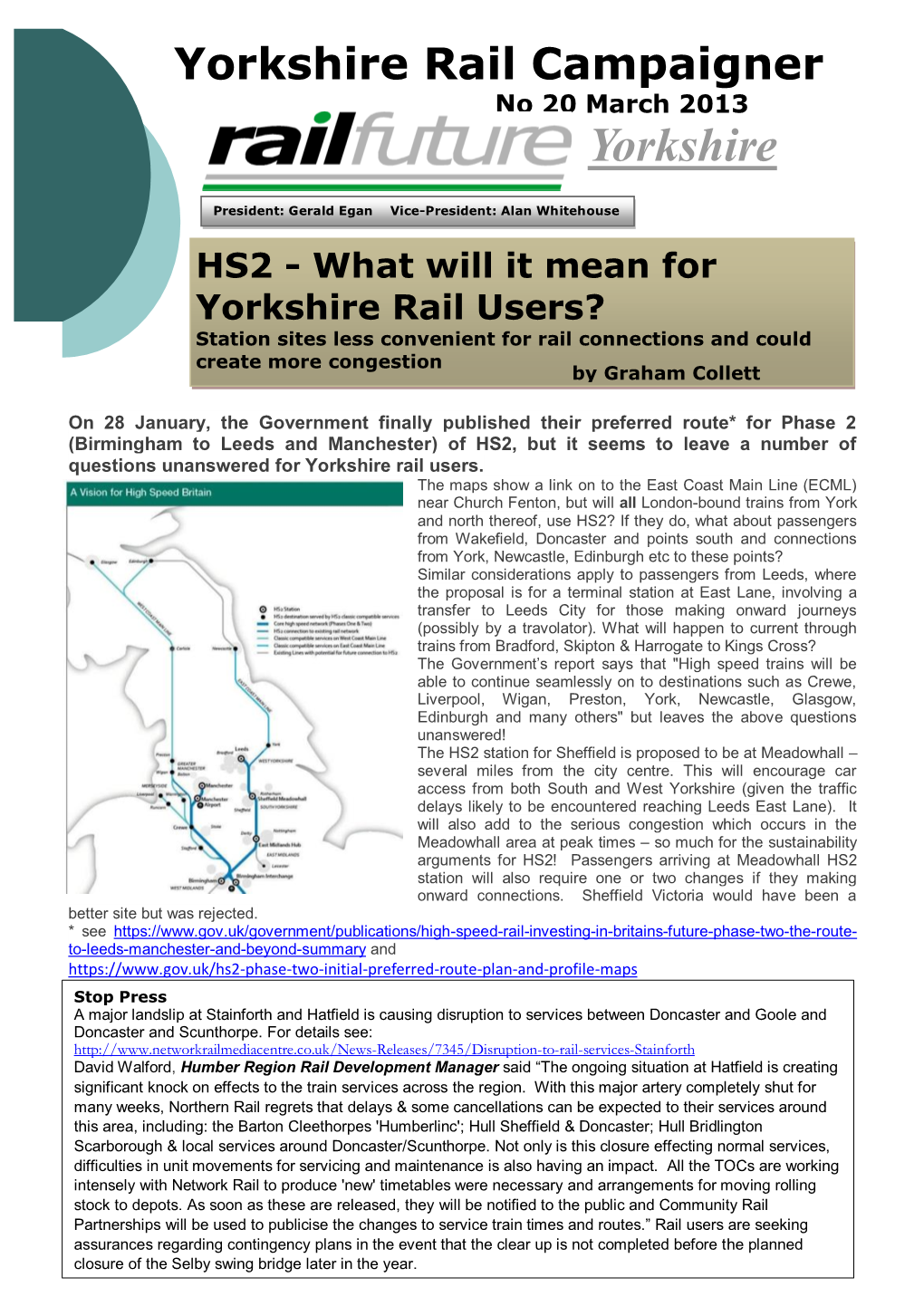 Yorkshire Rail Campaigner No 20 March 2013