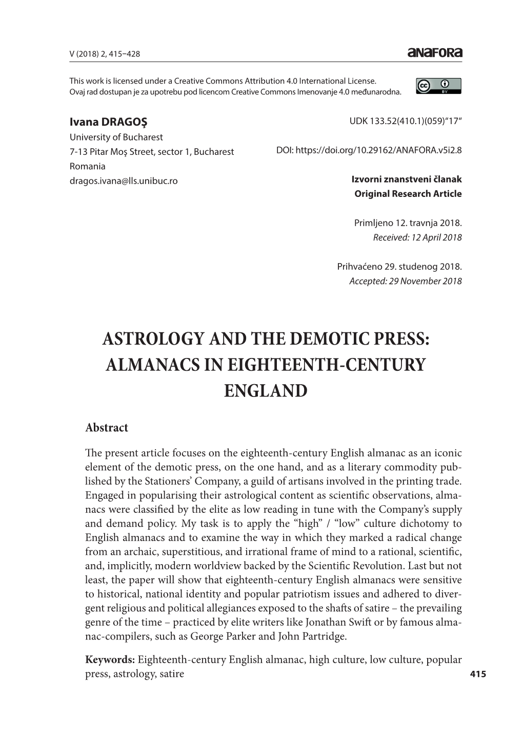 Almanacs in Eighteenth-Century England