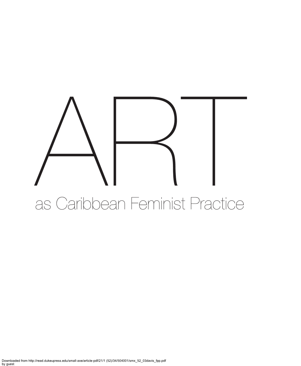 Art As Caribbean Feminist Practice