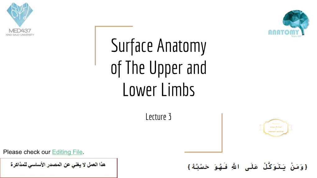 Surface Anatomy of the Upper and Lower Limbs